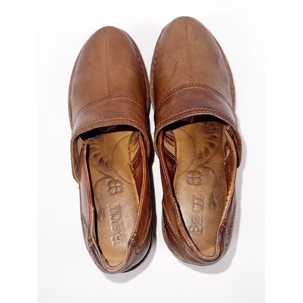 Born Chunky Platform Clogs Block Heels Studded Brown Leather Retro Y2K Western 9 - Picture 8 of 16